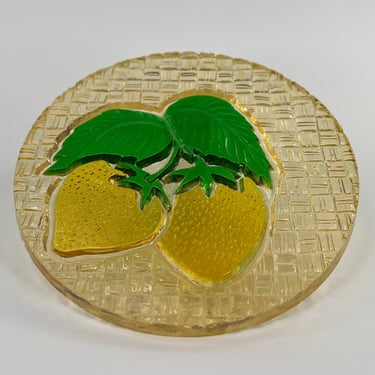 Colorful Resin Trivet with Bright Yellow Strawberry Design for Home Cooking 