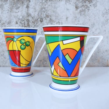 Pair of Art Deco-style Bone China Cups from Wren Giftware of England - Calypso Series 