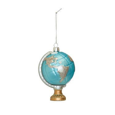 Hand-Painted Glass Globe Ornament w/ Glitter