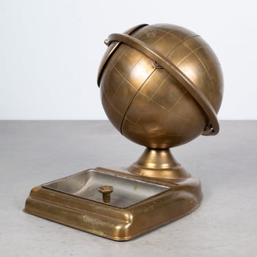Mid-century Brass Globe Cigarette Holder with Ashtray/Coin Dish c.1960