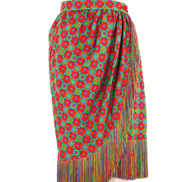 1990 Yves Saint Laurent Rainbow Fringed Mosaic Skirt