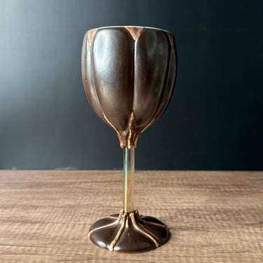 Newman Ceramic Wine Goblet with Hand-Painted Grapes - Unique Artisan Glass for Wine Lovers or Gift Ideas 