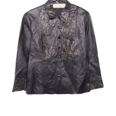 Leather Lace Panel Top