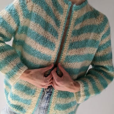 Vintage Striped Mohair Cardigan