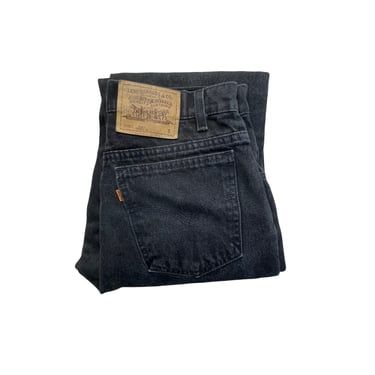 Vintage Levis 921 Slim Fit Black Jeans, Made in USA, Orange Tab, Size 12 Short 