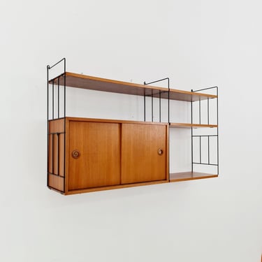 String shelf system, bookcase cabinet teak by WHB Germany, 1950s 