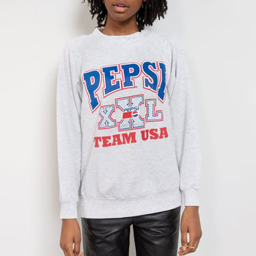 VINTAGE PEPSI SWEATSHIRT Heather Grey Pullover Collegiate Graphic Shirt Sportswear America 90's Oversize / Large Extra Large 
