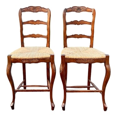 Andre Originals Country French Ladderback Counter Stools - a Pair 