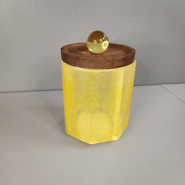 Mid Century Yellow Lucite Ice Bucket 