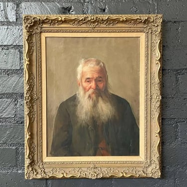 Antique California Portrait Oil Painting of Old Man by Wanda Neumann, c.1920’s 