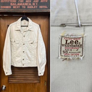 Vintage 1960’s Size 50 Lee Westerner 100-J Denim Trucker Jacket, Rare XL Size, 60’s Vintage Clothing 