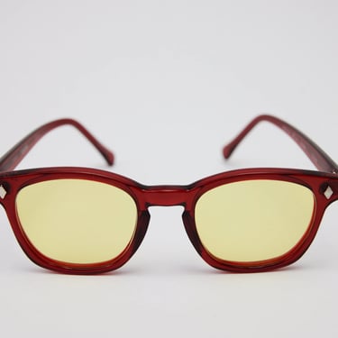 QMC Customized Safety Glasses, RedFrames and Fading Yellow Lenses 
