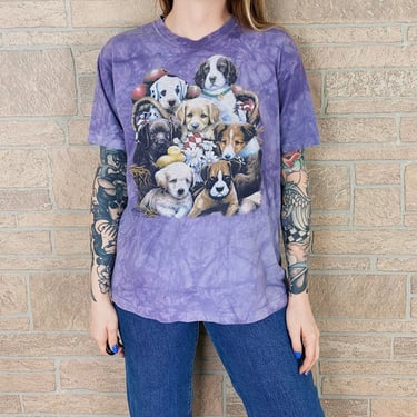 Y2K Puppies Picnic Tie Dye T Shirt 