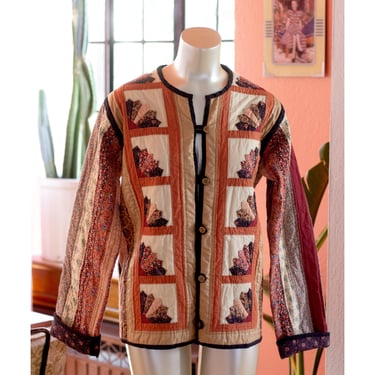 Vintage Quilt Jacket - Handmade - Patchwork Coat - Floral - Boho, Country, Folk - Fall Jacket 