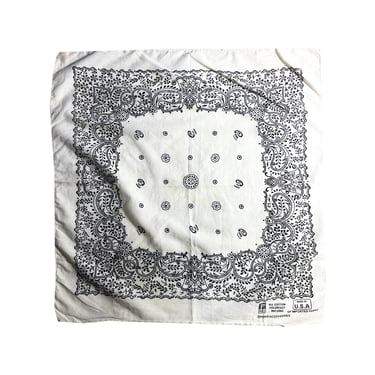 Vintage White Paisley Bandana USA Made