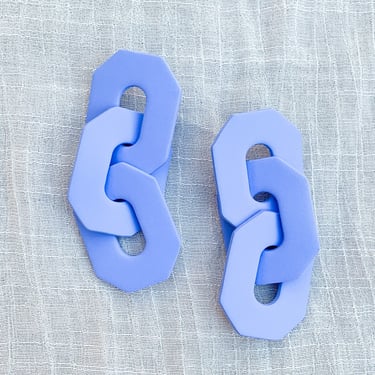 Hex Links in Blurple | FW22 Collection, Polymer Clay Lightweight Earrings, Hypoallergenic Posts, Link Statement Earrings 