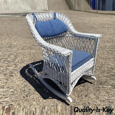 Antique American Victorian White Wicker Sunroom Rocking Chair | Quality ...