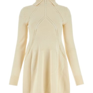 Jil Sander Woman Ivory Wool Blend Mini Dress