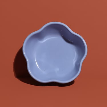 Blue Flower Shaped Dish, Vintage Blue Candy Dish, Blue Scalloped Edge Bowl 