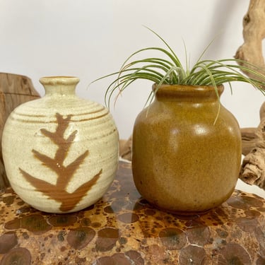 Vintage Japanese Small Pottery Vases, Japanese Stoneware vases 