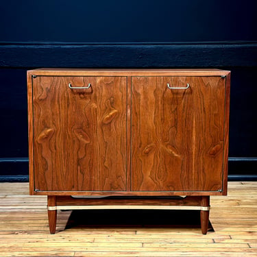Restored American of Martinsville Dania Compact Walnut Storage Cabinet by Merton Gershun - Mid Century Modern Furniture 