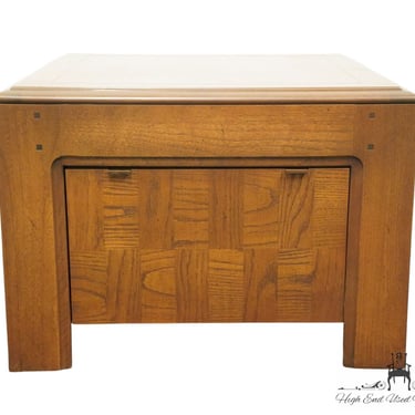 LANE FURNITURE Oak Rustic Americana 28" Square Accent End Table w. Parquetry Top 1396-32 