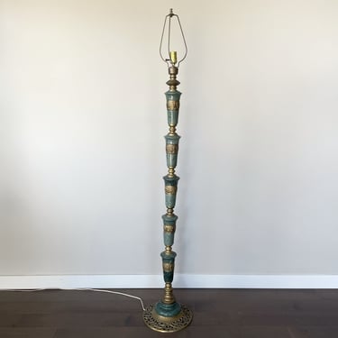 Vintage green marble & brass Asian Regency floor lamp by Marbro Lamp Co.