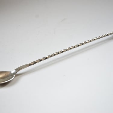 Silver Plated Cocktail Mixing Spoon and Muddler Combo by Christofle France, circa 1940s 