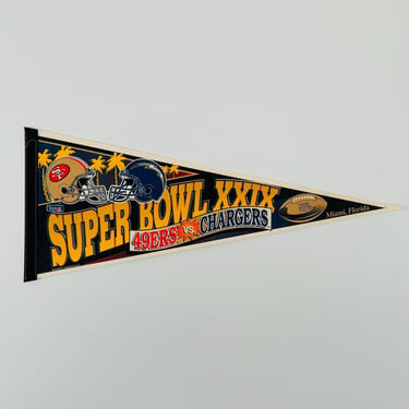 Vintage San Francisco 49ers San Diego Chargers 1995 Super Bowl XXIX NFL Football Pennant Miami 