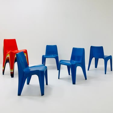 1 of 4 Space age blue Bofinger BA1171 chairs by Helmut Bätzner, Germany 1970s 