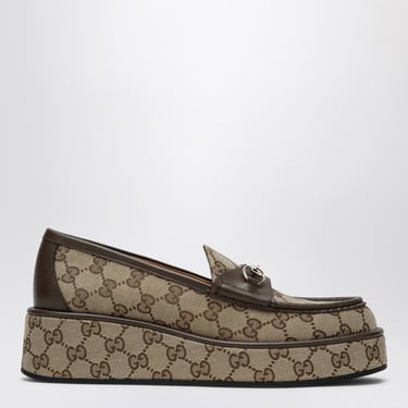 Gucci Loafer With Platform And Horsebit In Original Gg Fabric Women