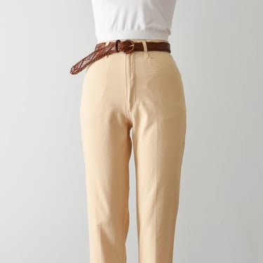 vintage peach high waist tapered pants, cotton ramie blend, XS / S 