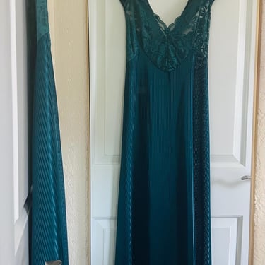 Petra Fashions emerald green semi-sheer cap sleeve cross back maxi gown 