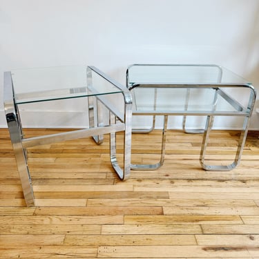 Mod Chrome + Glass Side Tables