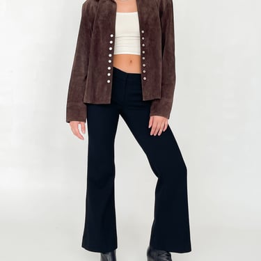 Cocoa Suede Leather Snap Jacket (S-M)