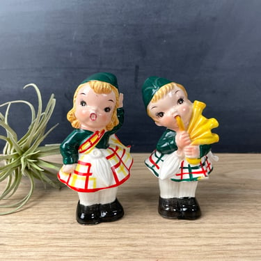Scottish boy and girl salt and pepper shakers - 1950s vintage 