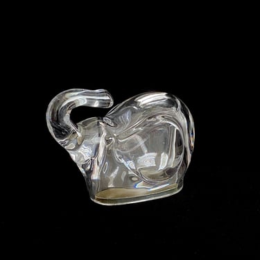 Vintage Czech Republic Modernist Art Glass Crystal Sculptural Elephant Coin Bank Modern Design 
