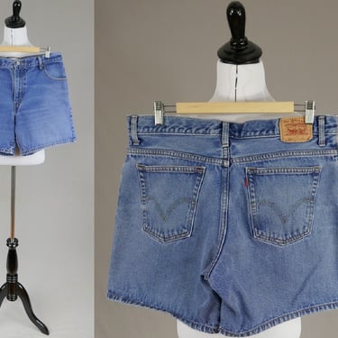 90s Y2K Levi's 550 Jean Shorts - 35 waist mid-rise - Blue Cotton Denim - Vintage 1990s Y2K 