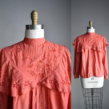 Vintage Cotton Pink Lace Blouse 