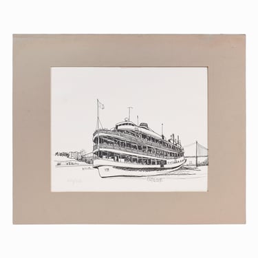 William Olendorf Print on Paper Boat Lithograph 