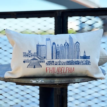 Philly Skyline Linen Pillow