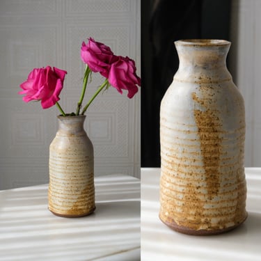 Vintage Earthtone 70s Glazed Turned Pottery Vase | Signed Hand Made Vase | Collectible Home Decor Pottery | Vintage Signed Ceramic Pottery 