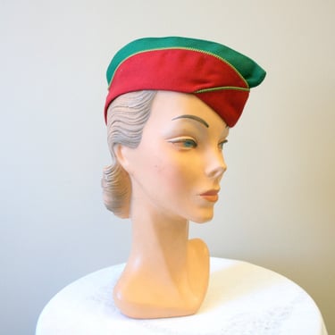 1940s/50s Red and Green Uniform Garrison Cap 
