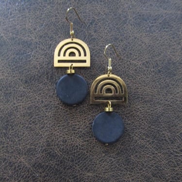 Gold and black mid century modern earrings 