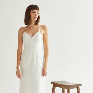 Crescent | Raya Cotton Eyelet Dress in White