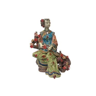 Chinese Oriental Porcelain Qing Style Dressing Blossom Flower Lady Figure ws3675E 