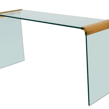 Leon Rosen for Pace Glass Waterfall Console Table