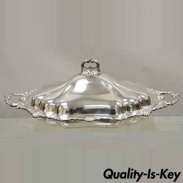 Antique English Victorian Silver Plate Lidded Serving Tureen Platter Dish