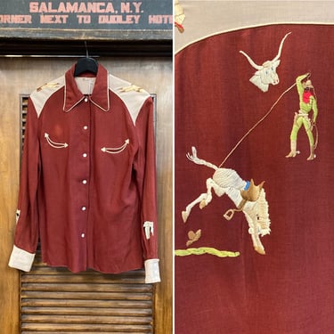 Vintage 1950 s Cowboy Western Rodeo Rayon Rockabilly Shirt 50 s Rockabilly Vintage on Hollywood Hollywood Los Angeles CA