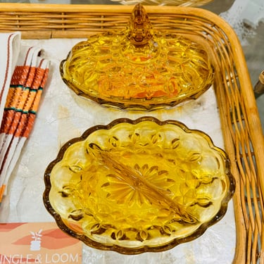 Vintage Yellow Scalloped Glass